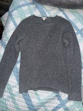 Gap Women's Grey Heather Ribbed Knit Wool Blend Sweater Crew Neck Women  s Medium