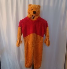 Disney Winnie the Pooh Plush Hooded Costume Jumpsuit Yellow/Red Toddler XXS