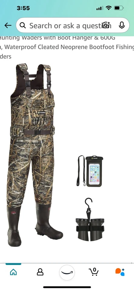 Tidwe Hunting Waders with Boot Hanger & 600G Insulation, Waterproof Size 7 men - Image 3 of 4