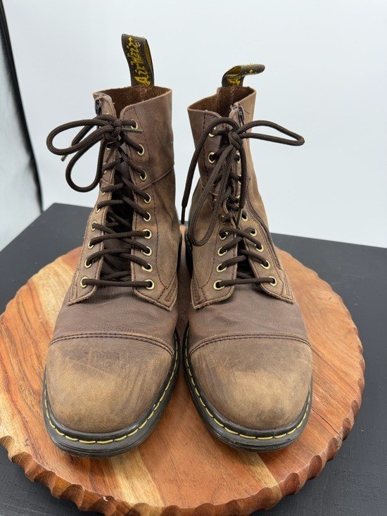 Dr Martens Denton Boots L10 M9 brown leather lace up zipper  display picture 3