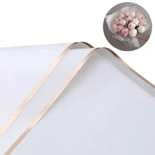 40 Sheets White Gold-Edged Floral Wrapping Paper 23.6x23.6 inch Waterproof