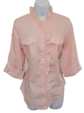 TALBOTS shirt top size 4 Pink Ruffled blouse NWT (nn40)