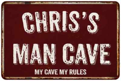 CHRIS'S Man Cave Red Grunge Personalized Sign Metal Wall Decor 208120003139