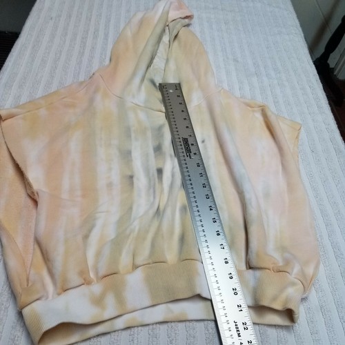 Young Fabulous & Broke Womens Medium Cream Tie-Dye Carla Cutoff Hoodie Pullover - Picture 7 of 9