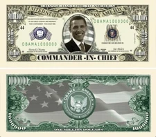 ✅ Pack of 5 President Barack Obama Commander 1 Million Dollars Novelty Money ✅