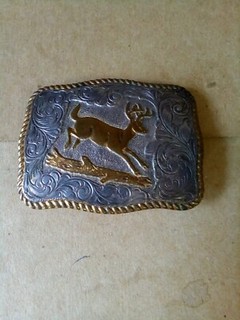 Vintage Crumrine Deer Western Style El Arturo Bronze Belt Buckle