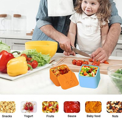 Cute Silicone Lids Salad Dressing Container Dipping Sauce Cups For Lunch Box