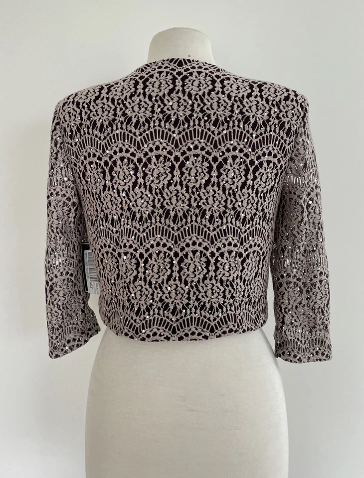 Jessica Howard Purple and Beige Mini Jacket Size 6 (Jacket Only. No Dress) - Image 3 of 4