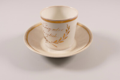 Sammeltasse Thüringen Spruch Wenig aber Herzlich 19. Jh.  Tasse & UT