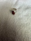 Sterling Silver and Marbled Brown Jasper Ring Size 6, Etched Band — photo 2