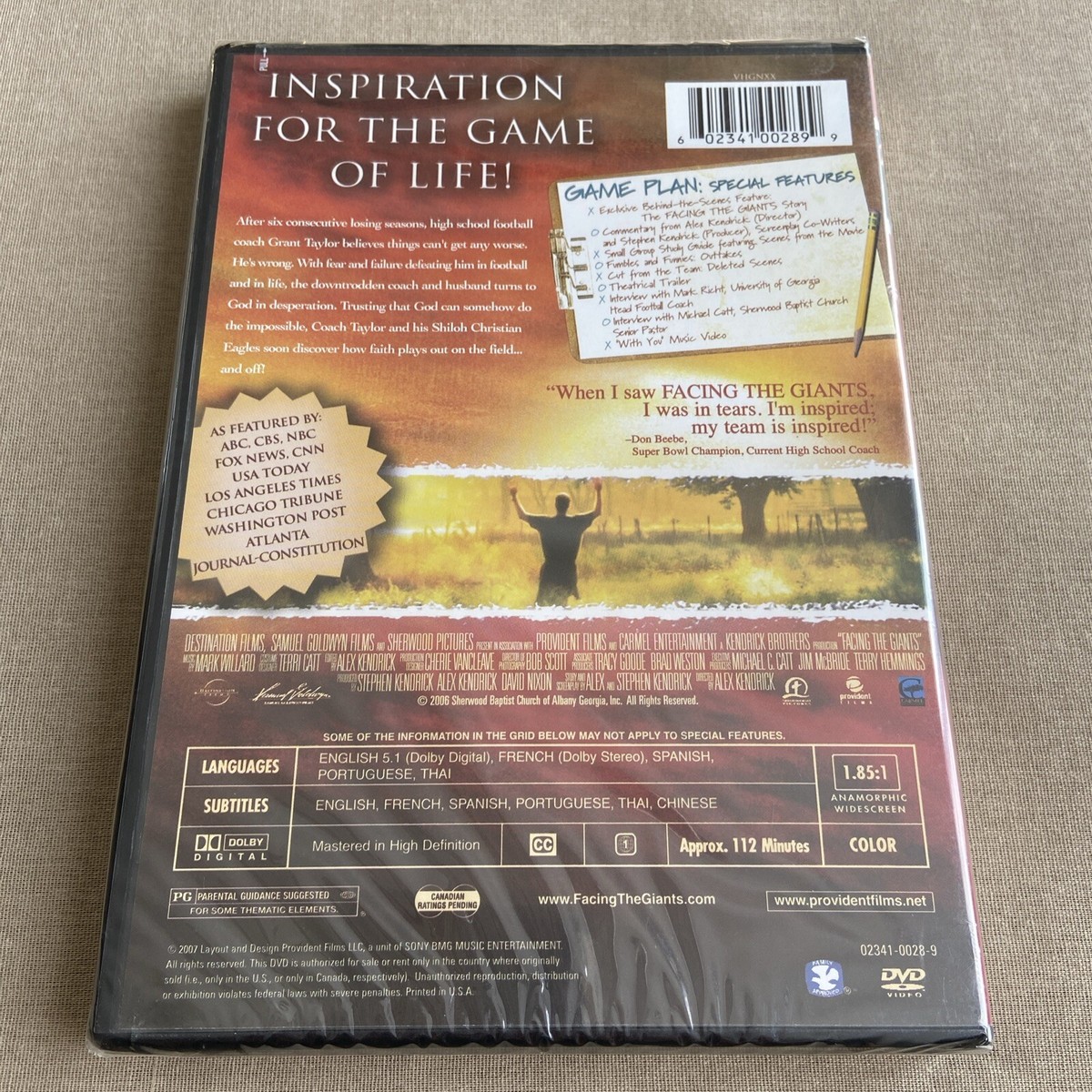 Facing The Giants (DVD Special Edition 2006) Football Drama Alex