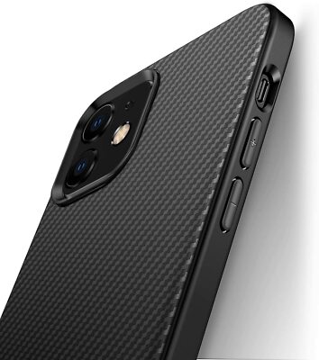 iPhone 12 mini Hülle AVANA Schutzhülle Silikon Slim Case Schwarz Carbon Optik