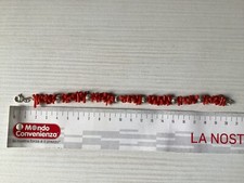 Braccialetto Corallo Lunghezza 20,5 Cm Chiusura Argento 925