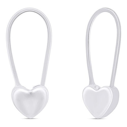 14K Gold Plated Sterling Silver Heart Safety Pin Earrings  