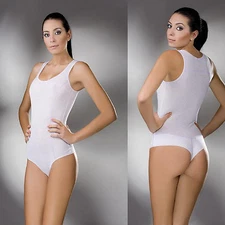 Women Bodysuit Sleeveless Leotard Premium Cotton White Black Stretchy Body Suit 