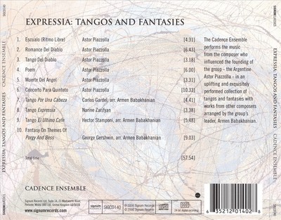 CADENCE ENSEMBLE EXPRESSIA: TANGOS & FANTASIES NEW CD