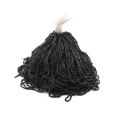 Hank (~16000) vintage Czech jet black faceted seed glass beads 19bpi