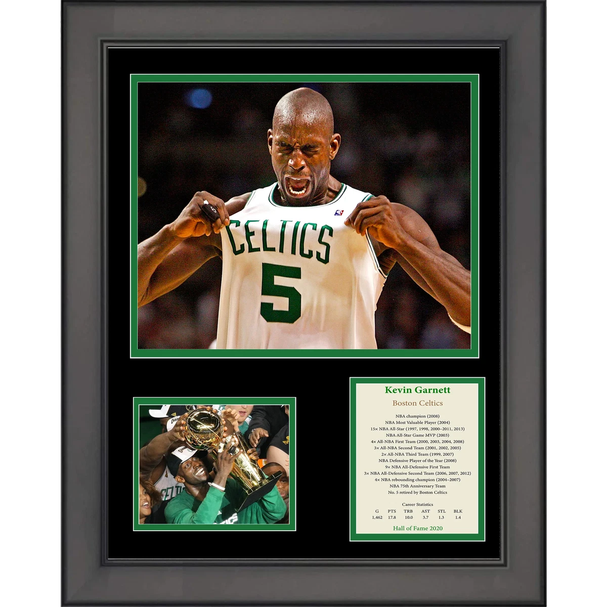 Framed Kevin Garnett Hall of Fame Boston Celtics Basketball 12