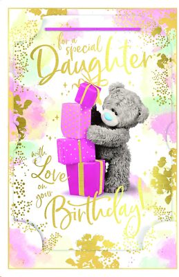 Bär und Stapel von Geschenken Tochter Geburtstagskarte