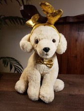 FAO SCHWARZ YELLOW LAB PUPPY DOG GOLDEN RETRIEVER w/ REINDEER ANTLERS