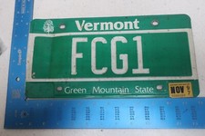 Vermont License Plate Tag 1997 97 VT Vanity Initials Monogram Letters FCG 1 FCG1