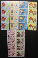 Guinea-Bissau: Michel-Nr. 989-994 "Pilze" senkr. 4er-Streifen aus 1988, gest.