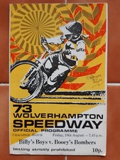 WOLVERHAMPTON SPEEDWAY PROGRAMME: BILLY'S BOYS vs BOOEY'S BOMBERS 10/08/1973
