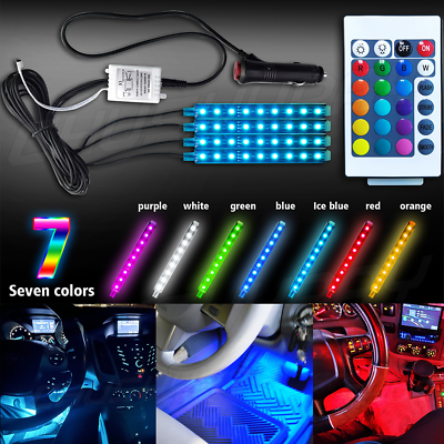 36 LED RGB Car Interior Atmosphere Light Strip Cigarette Lighter Remote  Control