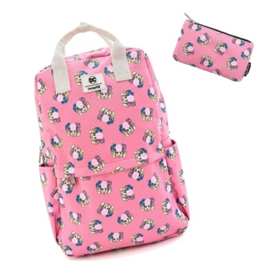 NWT Loungefly X DC Comics Harley Quinn Pink Bubble Gum Backpack and Pouch 
