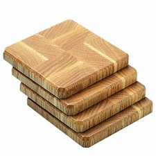 Luxury Oak Maple Wood Coasters End Grain Set of 4 Made in the USA