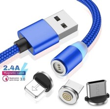 CAVO DI RICARICA CELLULARE MAGNETICO TIPO TYPE C IPHONE MICRO USB CAVETTO 3 IN 1