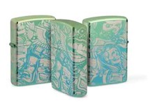 Zippo Lighter Tattoo Theme Design High Polish Teal Windproof Petrol  Lighter 