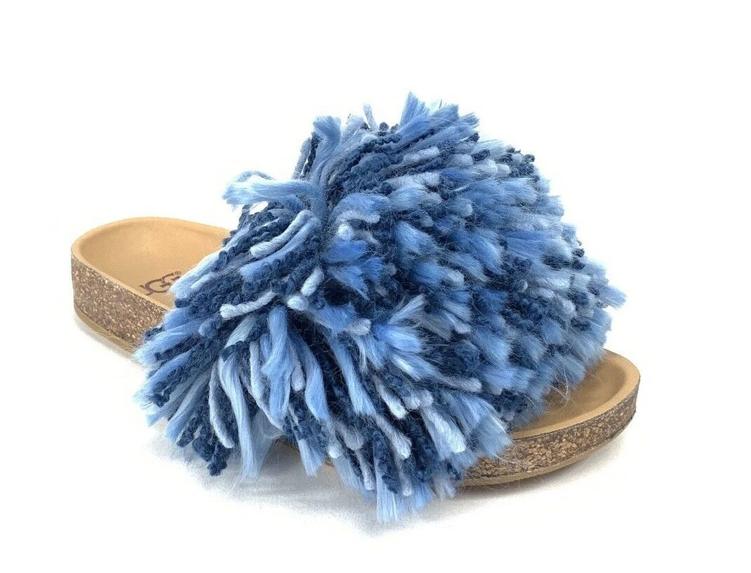 UGG Women s Cindi YARN FRINGE CORK SOLE SLIDE SANDALS Ribbon size