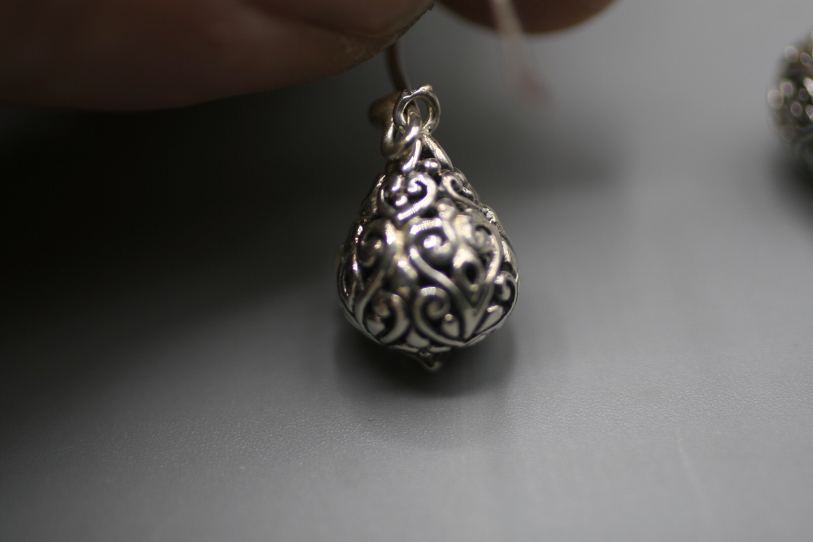 Earrings Signed 925 ATI ID Scrollwork Solid Balls… - image 3