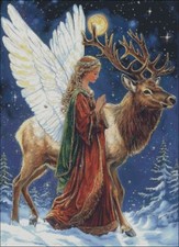 Angelo Custode con Alce - Kit Punto Croce Contato Ricami Fai da Te