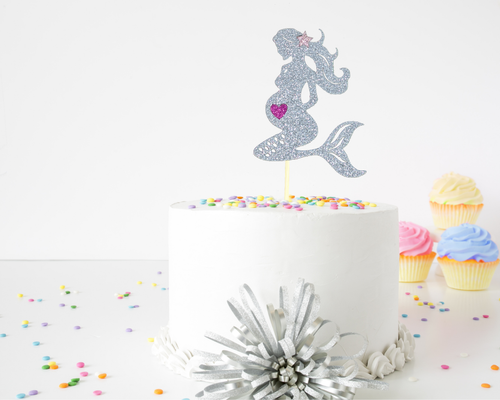 Mermaid Baby Shower Cake Topper Pregnant Mermaid Under The Sea Baby Shower Ebay
