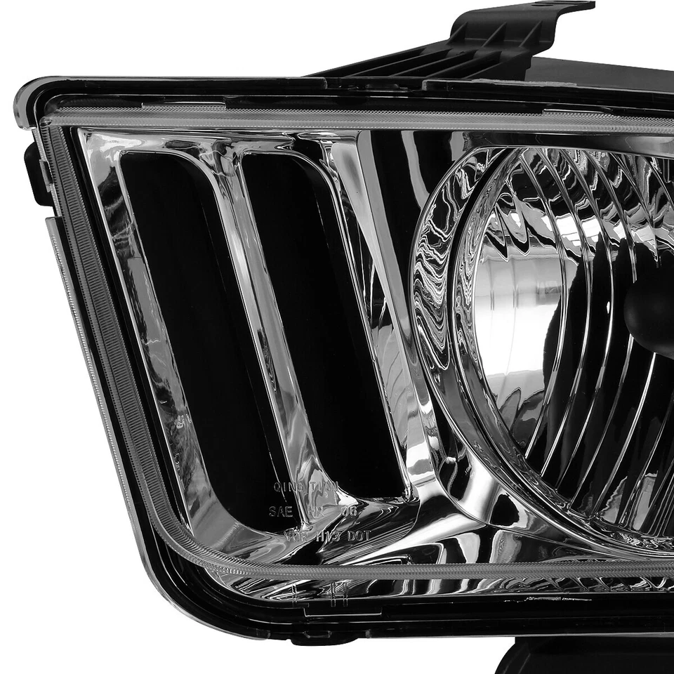 PARA FORD MUSTANG 2005-2009 CARCASA CROMADA EURO CRISTAL FAROS LÁMPARA Foto 2 de 4