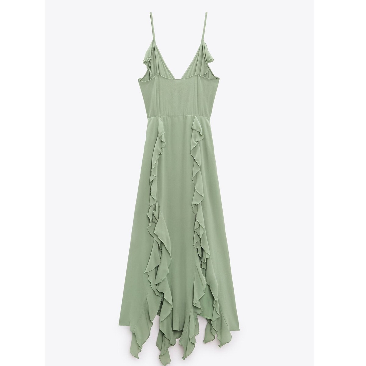 green emerald velvet dress Zara Women's Green Long Sleeve Collared Tiered A Line Shirt Mini Dress Size  S