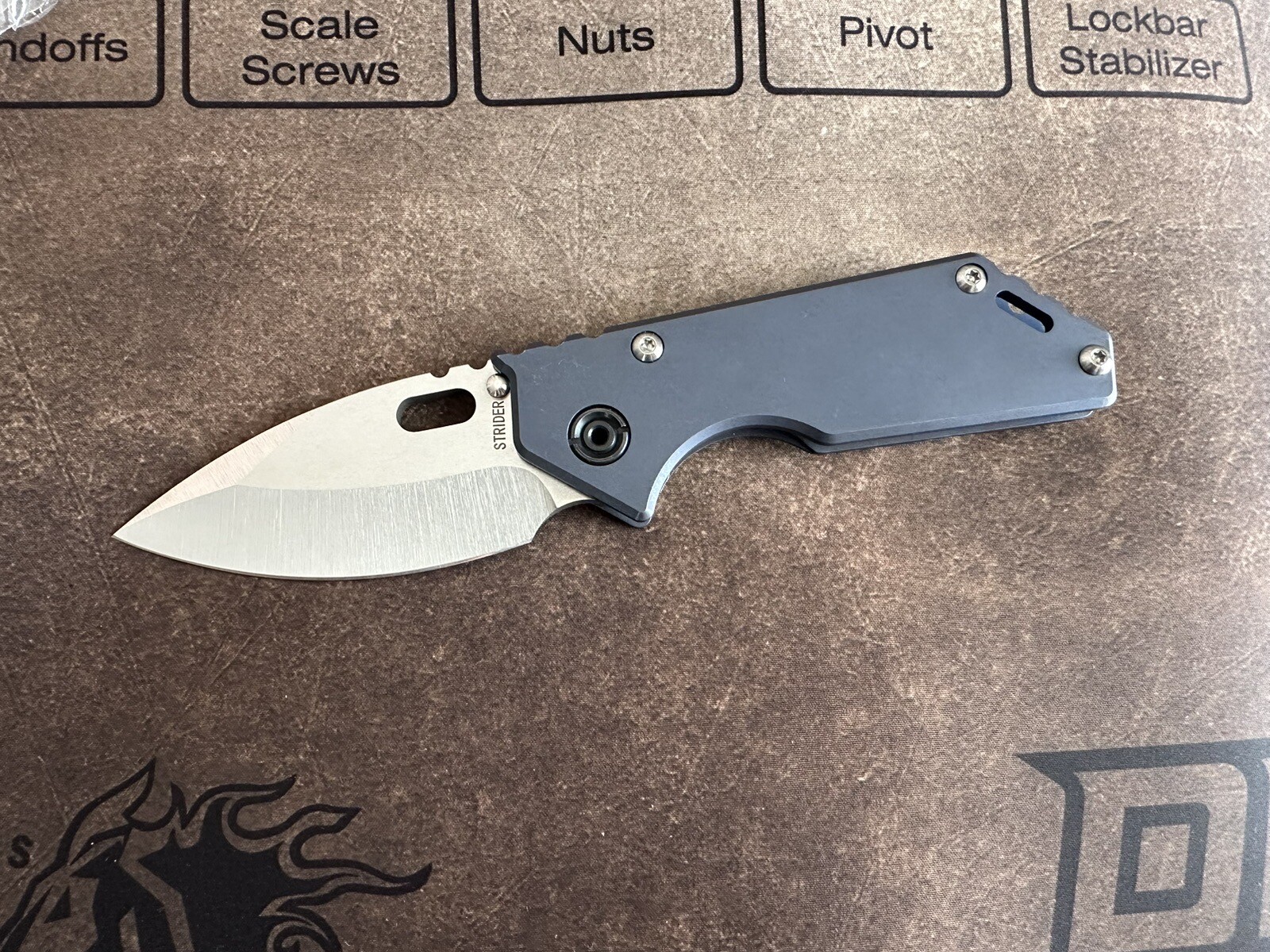 Strider .75 AR Drop Point Knife Tumbled S90V Blue Anodized Titanium