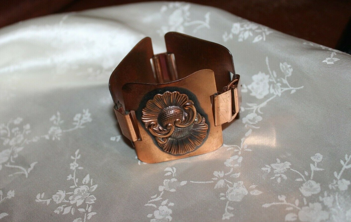 Solid Copper MCM Artisan Thistle Flower Panel Bra… - image 2