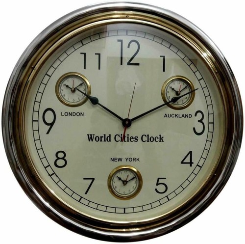 Horloge Murale Vintage Style Nautique - Bois Marron, Analogique, à Piles, Occasion Bon état
