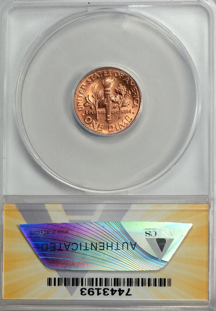 2004 D ANACS MS64 RED Improperly Annealed (Sintered) Dime Error