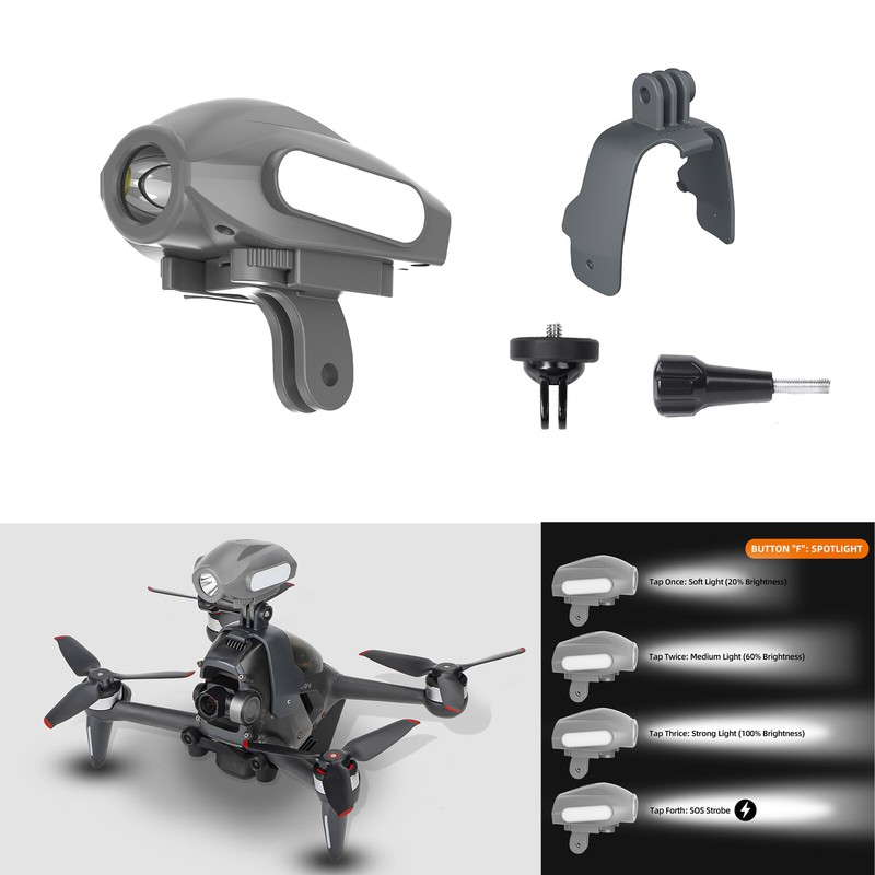 For DJI FPV Drone Multiple Gears Light Searchlight with Holder Adapter Mount Set