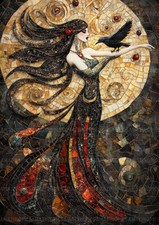 Morrigan Celtic Goddess of War Battle Raven Crow Witchcraft Gothic Print y57