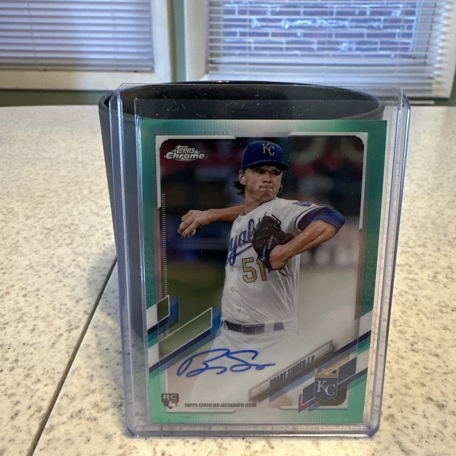 2021 Topps Chrome - Rookie Autographs Aqua Refractor #RA-BS Brady Singer /199