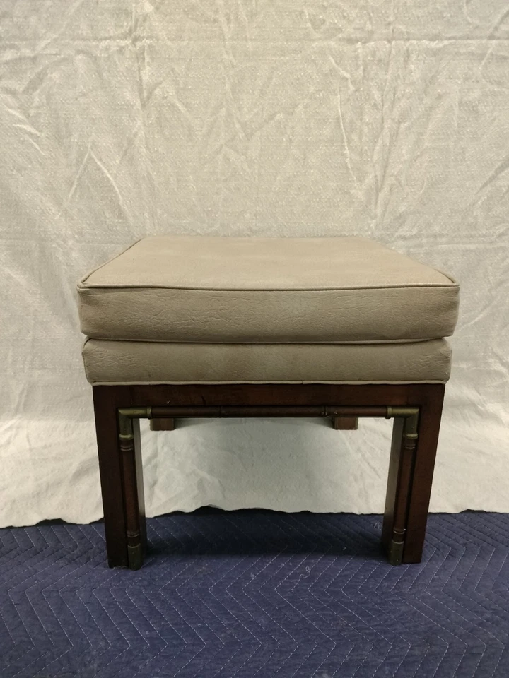 Mid-century Modern Walnut And Brass Campaign Styles Bench Made By Weiman... - Image 2 of 4