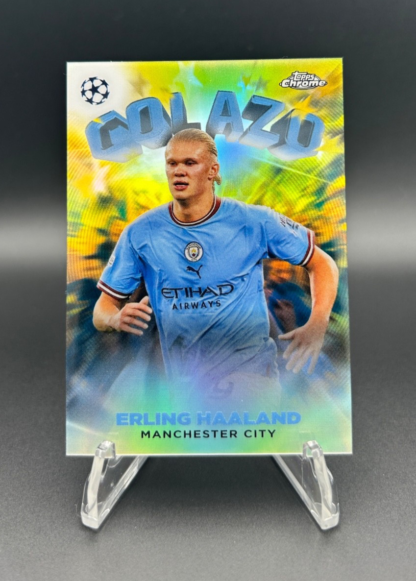 2022-23 Topps Chrome UEFA Erling Haaland Golazo Yellow /125 Manchester City G-10