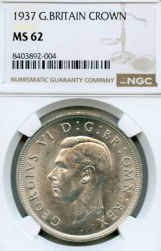 GREAT BRITAIN SILVER CROWN 1937 MS-62 NGC GEORGE VI