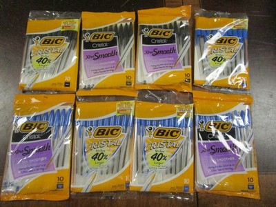 80 Bic Cristal Pens medium new 8 ten packs