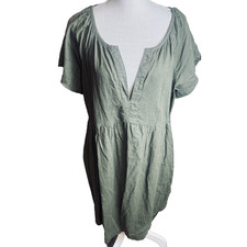 Universal Thread Linen blend Dress olive green knee length peasant cottage XXL